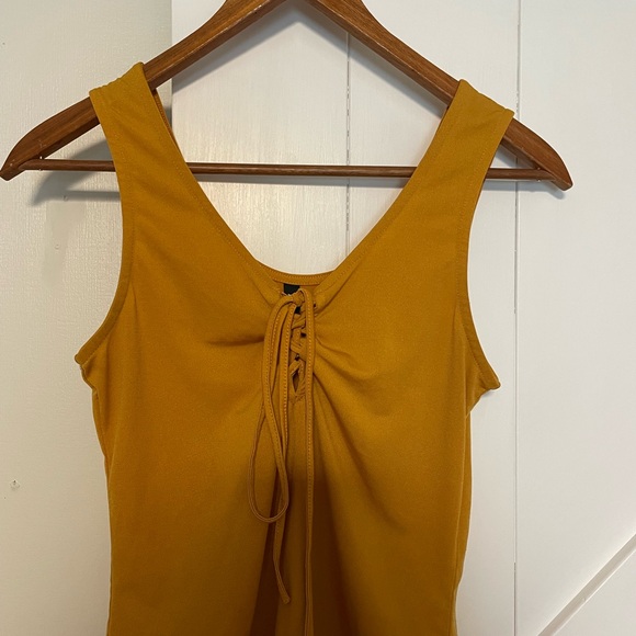 Dream Mustard Yellow Tank Top Snap Closure Bodysuit - Picture 1 of 9
